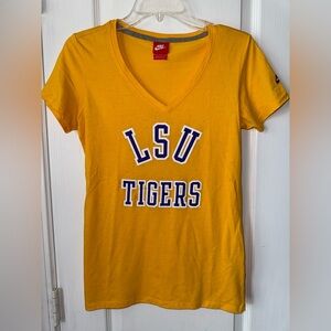 Nike Like New LSU Tigers Dri-Fit Yellow V Neck T-Shirt Size Medium